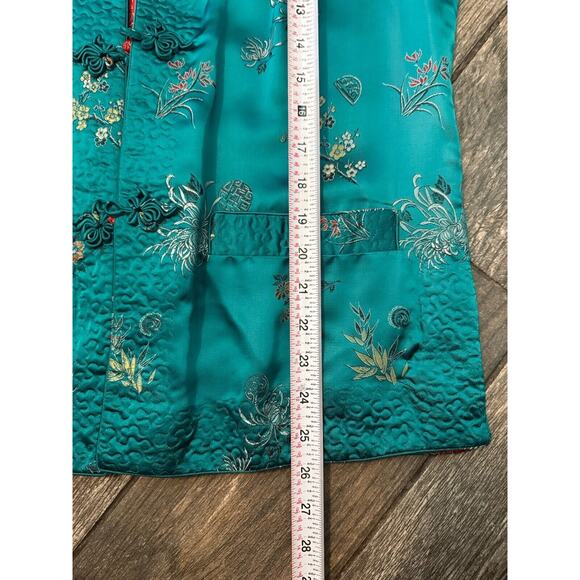 Peony Brand Retro Vintage Green red reversible 70’s 80’s. silk jacket Size 38 - Picture 10 of 14